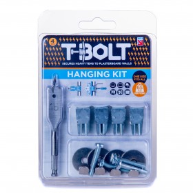 T-Bolt Plasterboard Fixing Hanging Kit 4 Pack 65kg Per Fixing One Size Fits All